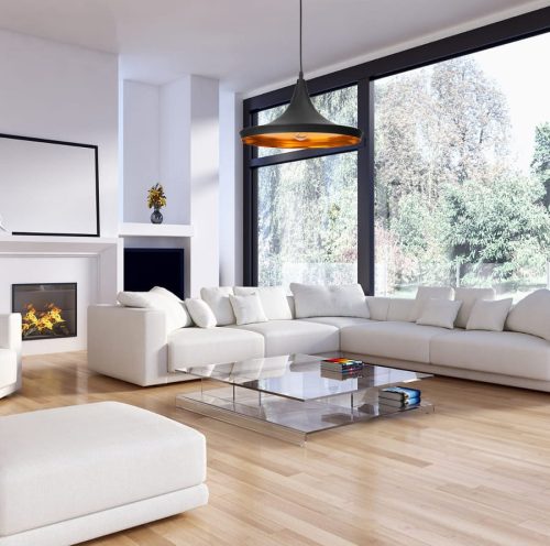 LED mennyezeti függőlámpa SONA E27 túlnyúló Modern fekete és arany fényű Prestige