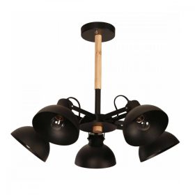   TERME 5xE27 LED mennyezeti lámpa mozgatható Retro fekete fa fényű Prestige