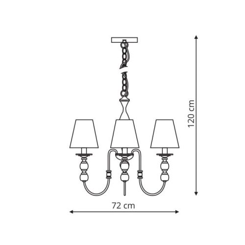 LED mennyezeti függő lámpa GRADO 3xE14 csillár klasszikus fehér patina fényű Prestige
