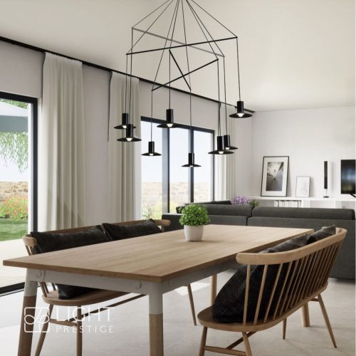 LED mennyezeti függesztő lámpa SAPKA 8x3W 3000K Spider csillár Scandinavian Black Light Prestige