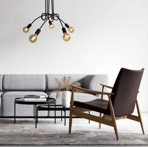 SPIN LED mennyezeti lámpa 5xE27 ipari csillár fekete fény Prestige