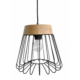   LED mennyezeti lámpa NIDO E27 vezetékes skandináv fa fekete fény Prestige