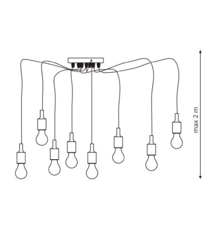 LED mennyezeti függőlámpa SOLETO 7xE27 Spider csillár loft fekete világos Prestige
