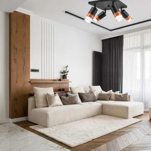 LED mennyezeti lámpa spot reflektor AURORA 4xE27 mozgatható fekete LM-4.151/A Lamkur