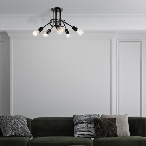 Mennyezeti lámpa CAMILLA 5xE27 Black Loft LM-5.79 Lamkur