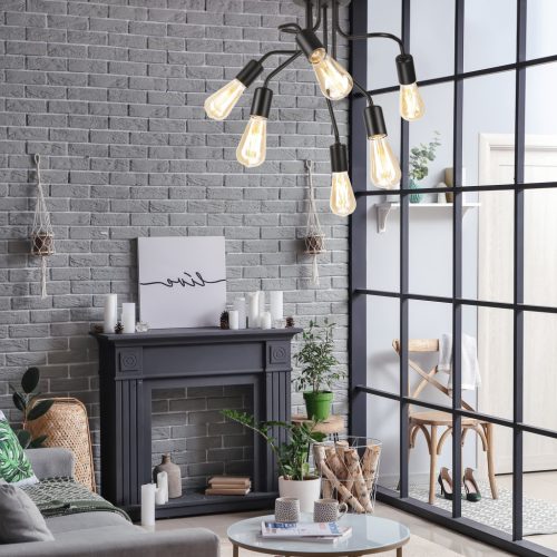 HILDA mennyezeti lámpa 6xE27 fekete LM-6.154 Lamkur