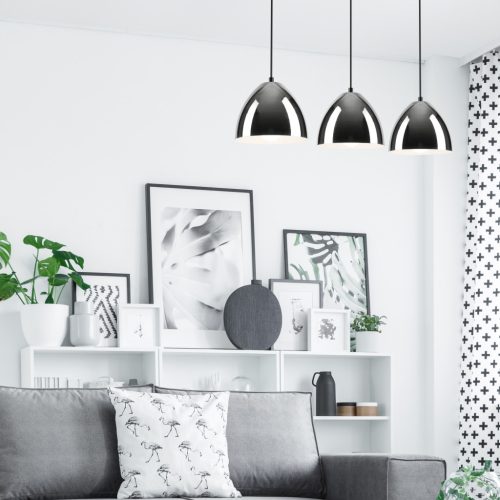 MIA mennyezeti függőlámpa 3xE27 fekete króm LM-3.130 Lamkur