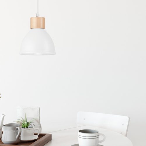 NICO E27 fehér fa mennyezeti lámpa LM-1.143 Lamkur