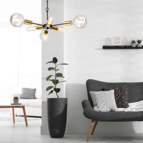 STARLA 6xE27 fekete arany függőlámpa LM-6.144 Lamkur