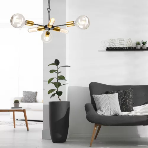 STARLA 6xE27 fekete arany függőlámpa LM-6.144 Lamkur