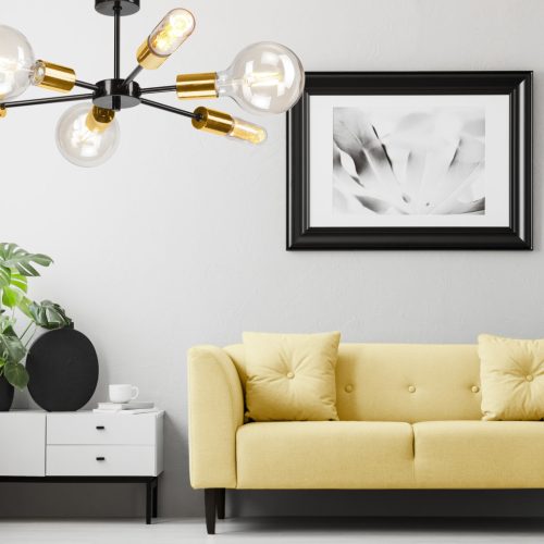 Mennyezeti lámpa STARLA 6xE27 Black Gold LM-6.144/A Lamkur