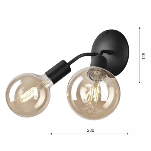 Fali lámpa lámpatest VIGGO 2xE27 fekete KM-2.122 Lamkur