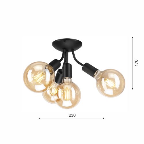 VIGGO mennyezeti lámpa 4xE27 fekete LM-4.122 Lamkur