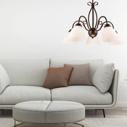 ADELLE 5xE27 fehér fa klasszikus mennyezeti függőlámpa LM-5.6 Lamkur