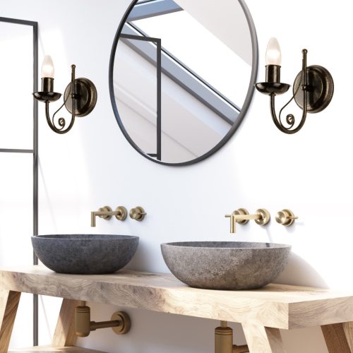 DONATO fali lámpa, E14, fekete, klasszikus, KM-1.29, Lamkur