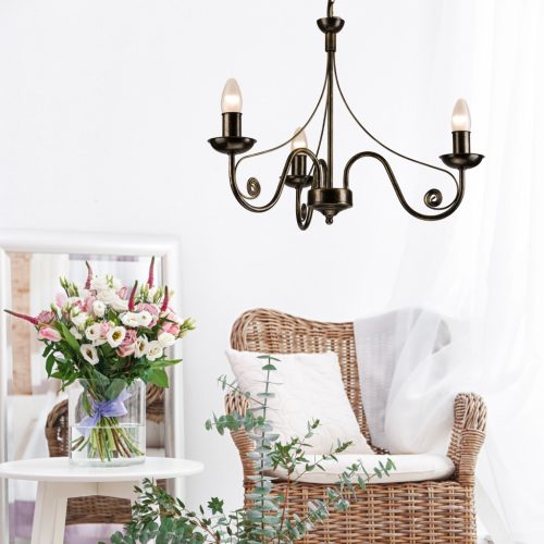 DONATO 3xE14 mennyezeti lámpa, csillár, fekete, klasszikus, LM-3.29 Lamkur