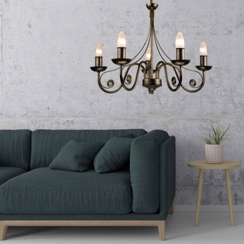 DONATO 5xE27 Függesztett Mennyezeti Lámpa Csillár Fekete Klasszikus LM-5.29 Lamkur