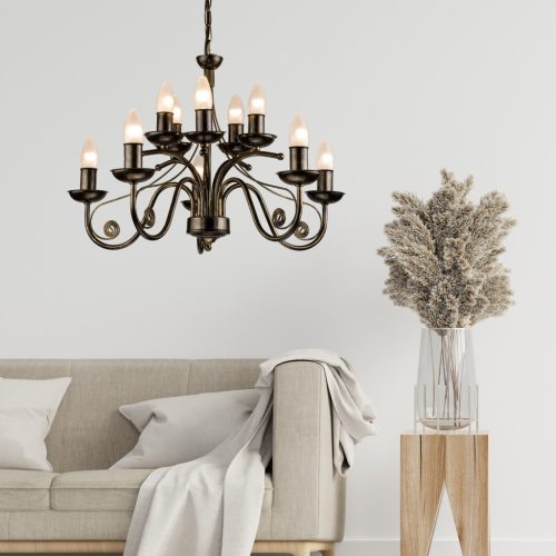 DONATO 10xE14 mennyezeti lámpa csillár fekete klasszikus LM-10.29 Lamkur