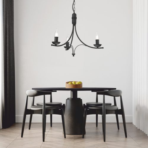 Függesztett mennyezeti lámpa LUCY 3xE14 csillár fekete klasszikus LM-3.153 Lamkur