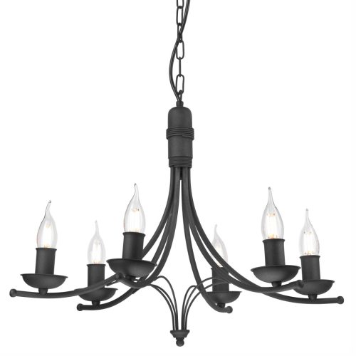 LUCY függesztett lámpa, 6xE14, csillár, fekete, klasszikus, LM-6.153, Lamkur