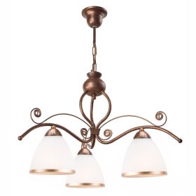   RETRO függő mennyezeti lámpa 3xE27 fehér fa klasszikus LM-3.51 Lamkur