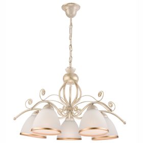   RETRO 5xE27 fehér klasszikus függő mennyezeti lámpa LM-5.51 Lamkur