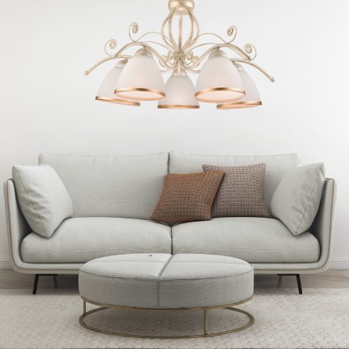 RETRO 5xE27 fehér klasszikus függő mennyezeti lámpa LM-5.51 Lamkur