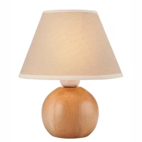   Asztali lámpa, éjjeli lámpa, BALL, E27, krémszínű fa lámpaernyő, LN-1.D.2, Lamkur
