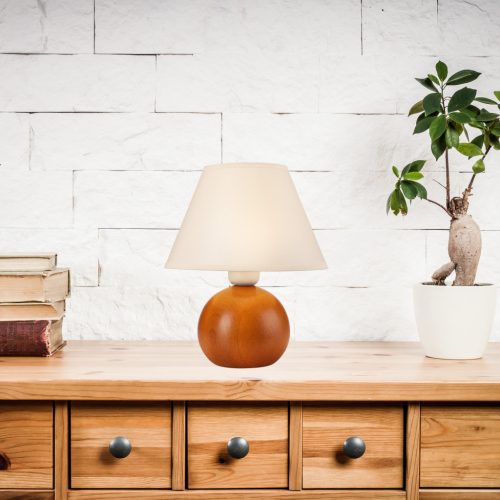 BALL E27 asztali lámpa, asztali lámpa, éjjeli barna krémszínű lámpaernyő LN-1.D.2 Lamkur