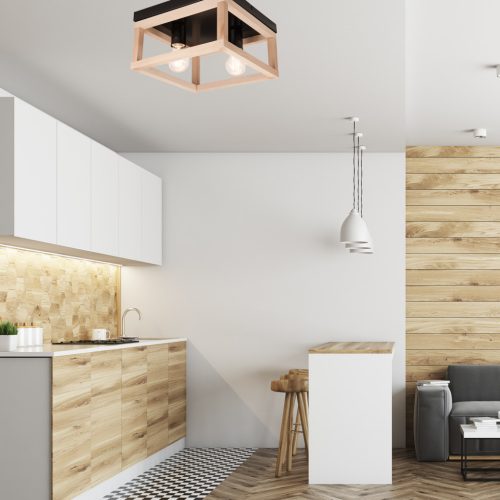 Mennyezeti lámpa VILLY 2xE27 LM - 2.175 fekete fa Lamkur