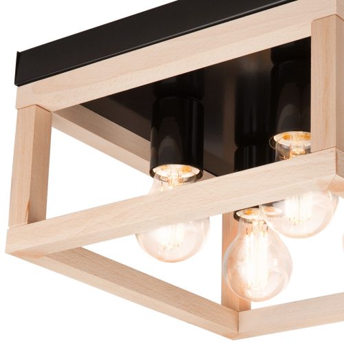 Mennyezeti lámpa VILLY 4xE27 LM - 4.175 fekete fa Lamkur