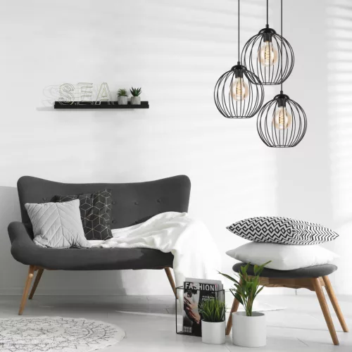 ZOYA 3xE27 fekete huzalfüggő lámpa LM-3.162 Lamkur