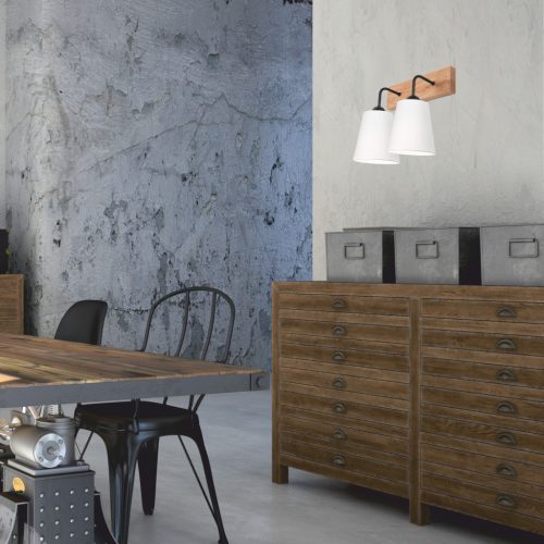 LULA fali lámpa, 2xE27, fehér tölgy, KM-2.200, Lamkur