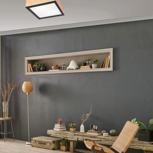 LED Mennyezeti Lámpa SANTIAGO 2xE27 Négyzet alakú LD-PD-9.4 Fa Lamkur