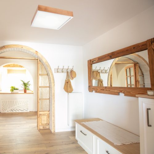 LED Mennyezeti Lámpa SANTIAGO 4xE27 Négyzet alakú Tölgyfa LD-PD-9.6 Lamkur