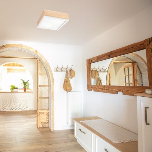 LED Mennyezeti Lámpa SANTIAGO 2xE27 Négyzet Fa LD-PD-9.4 Lamkur