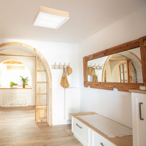 LED Mennyezeti Lámpa SANTIAGO 4xE27 Négyzet Fa LD-PD-9.5 Lamkur