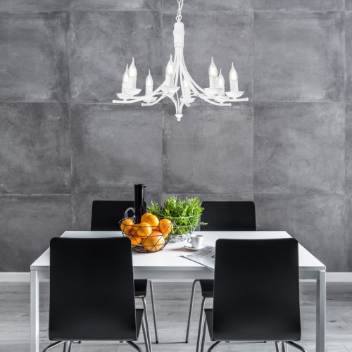 Függesztett mennyezeti lámpa LUCY 8xE14 csillár fehér klasszikus LM-8.153 Lamkur