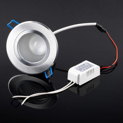 Mennyezeti lámpatest 5W süllyesztett LED DOWNLIGHT MÉLY, kerek 4000K 400lm ezüst