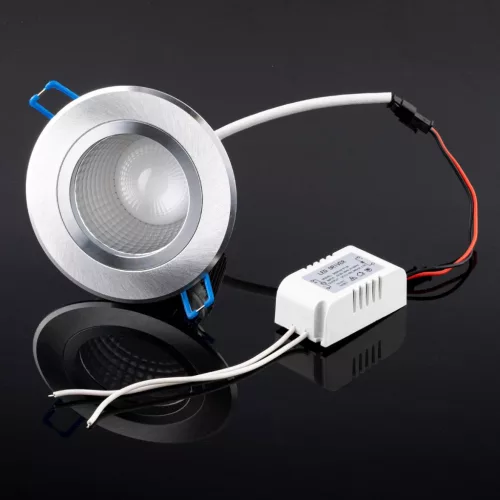 Mennyezeti lámpatest 5W süllyesztett LED DOWNLIGHT MÉLY, kerek 4000K 400lm ezüst