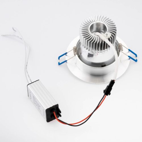 Mennyezeti lámpatest 9W süllyesztett LED DOWNLIGHT MÉLY, kerek 4000K 720lm ezüst