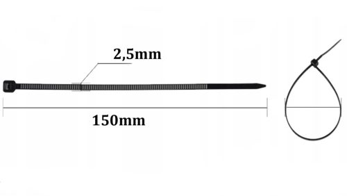 Erős kábelkötegelő 2,5x150mm fehér 100 db LUMILED