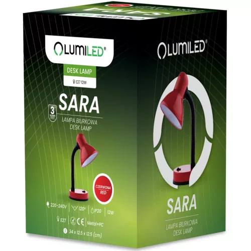 Állítható éjjeli asztali lámpa E27 Piros