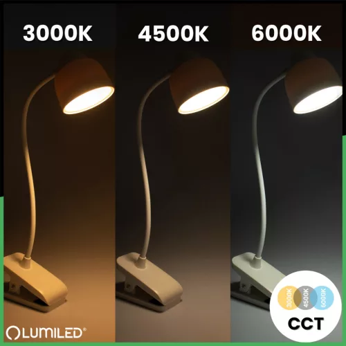 TESA 2 5W CCT LED asztali lámpa rajz- és iskolai asztalokhoz, fehér LUMILED