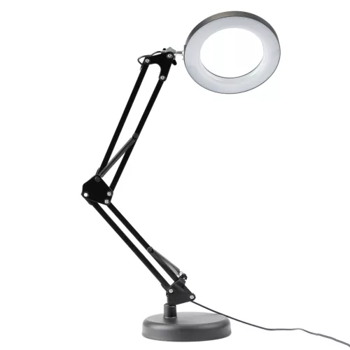 LUCA 2 fekete LED asztali lámpa 8W CCT rajzasztali lámpa 3x nagyítóval