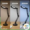 LUCA 2 fekete LED asztali lámpa 8W CCT rajzasztali lámpa 3x nagyítóval