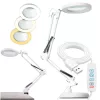LUCA 2 LED asztali lámpa, 8 W, CCT, rajzasztali lámpa, 3 nagyító, fehér, LUMILED