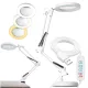 LUCA 2 LED asztali lámpa, 8 W, CCT, rajzasztali lámpa, 3 nagyító, fehér, LUMILED