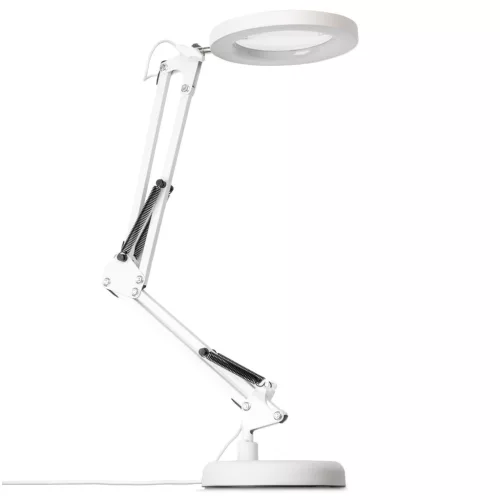 LUCA 2 LED asztali lámpa, 8 W, CCT, rajzasztali lámpa, 3 nagyító, fehér, LUMILED