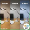 LUCA 2 LED asztali lámpa, 8 W, CCT, rajzasztali lámpa, 3 nagyító, fehér, LUMILED